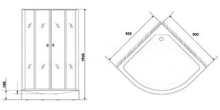 Душевой уголок Parly Z9111 с поддоном 90x90см хром